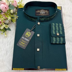 Exclusive Jafran Panjabi Bottle Green