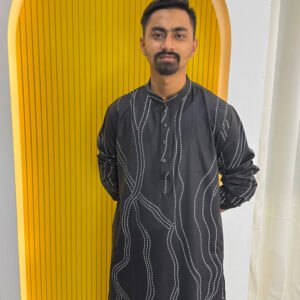 Cherry Cotton Digital Print Black