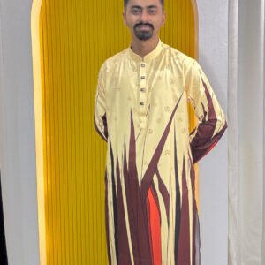 Cherry Cotton Digital Print Golden